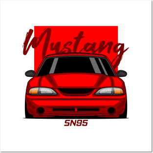 Front Red MK4 Stang Muscle Posters and Art